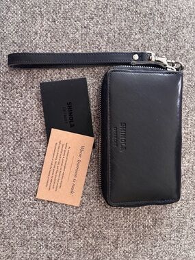 Shinola Parisian Blue Leather Zip Wristlet Wallet